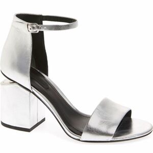 Alexander Wang Metallic Silver Block Heel Sandals 37